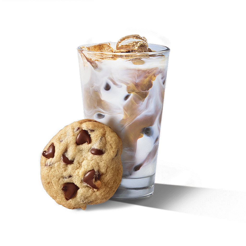 The tempting iced latte with the taste of chocolate cookies